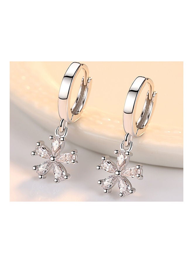J&J 925 Sterling Silver Rhinestone Studded Flower Earrings  - Image 3