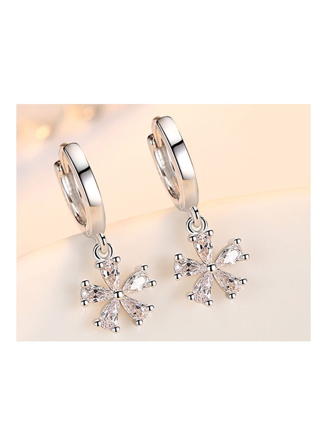 J&J 925 Sterling Silver Rhinestone Studded Flower Earrings  - Image 5