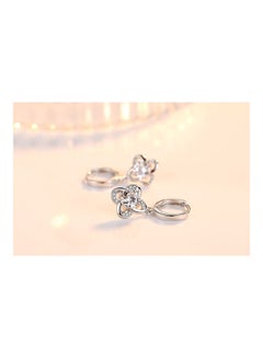 J&J 925 Sterling Silver Rhinestone Studded Flower Earrings  - Image 3