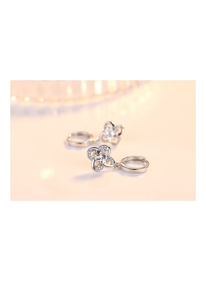 J&J 925 Sterling Silver Rhinestone Studded Flower Earrings  - Image 3