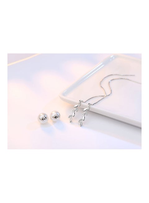 925 Sterling Silver Rhinestone Studded Tassel Earrings