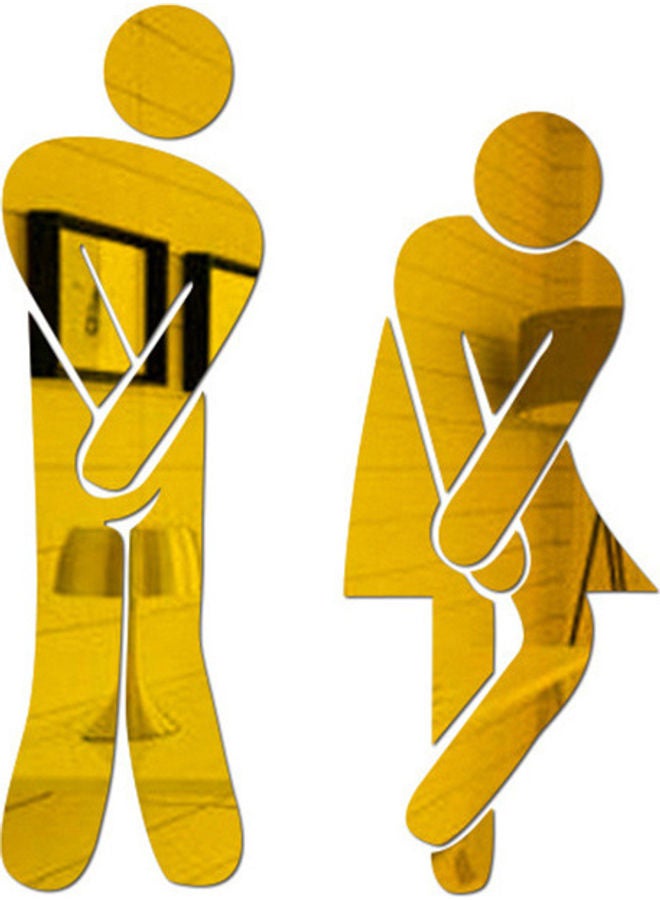 3D Toilet Men and Women Wall Paste Gold 17 x 12cm - Image 1