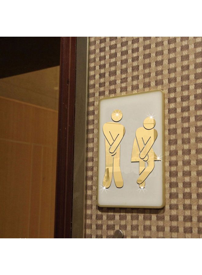 3D Toilet Men and Women Wall Paste Gold 17 x 12cm - Image 2