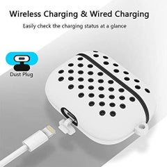 Generic Soft Silicone Layer Dotted Case Cover For Apple AirPods Pro White/Black  - Image 2