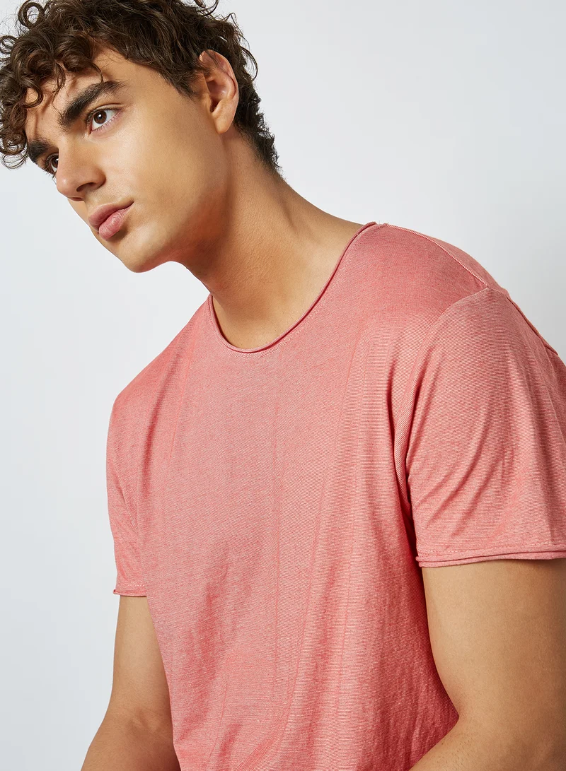 BRAVE SOUL Solid T-Shirt Red Burnout