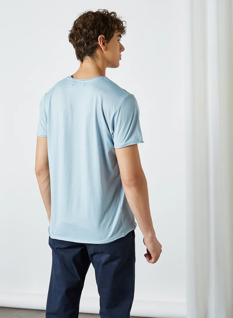 BRAVE SOUL Solid T-Shirt Blue
