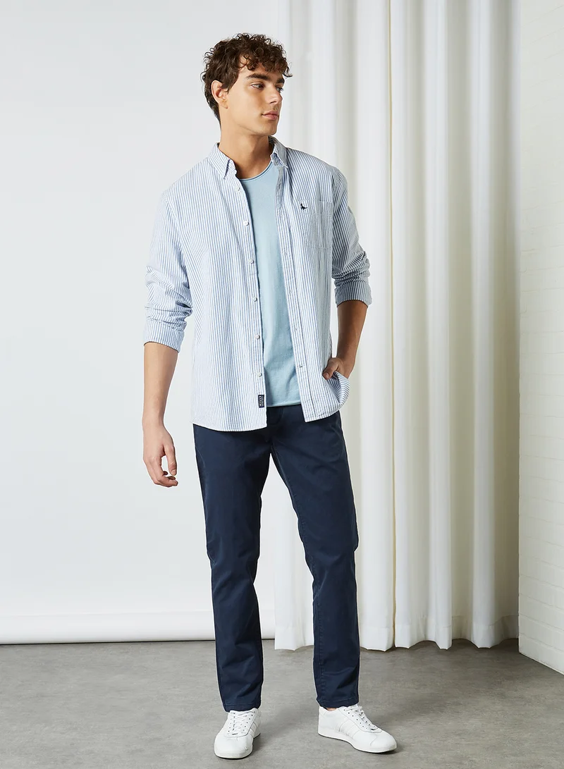 BRAVE SOUL Solid T-Shirt Blue