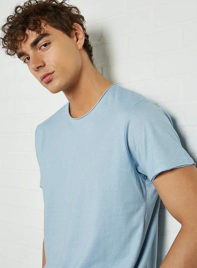 BRAVE SOUL Solid T-Shirt Blue