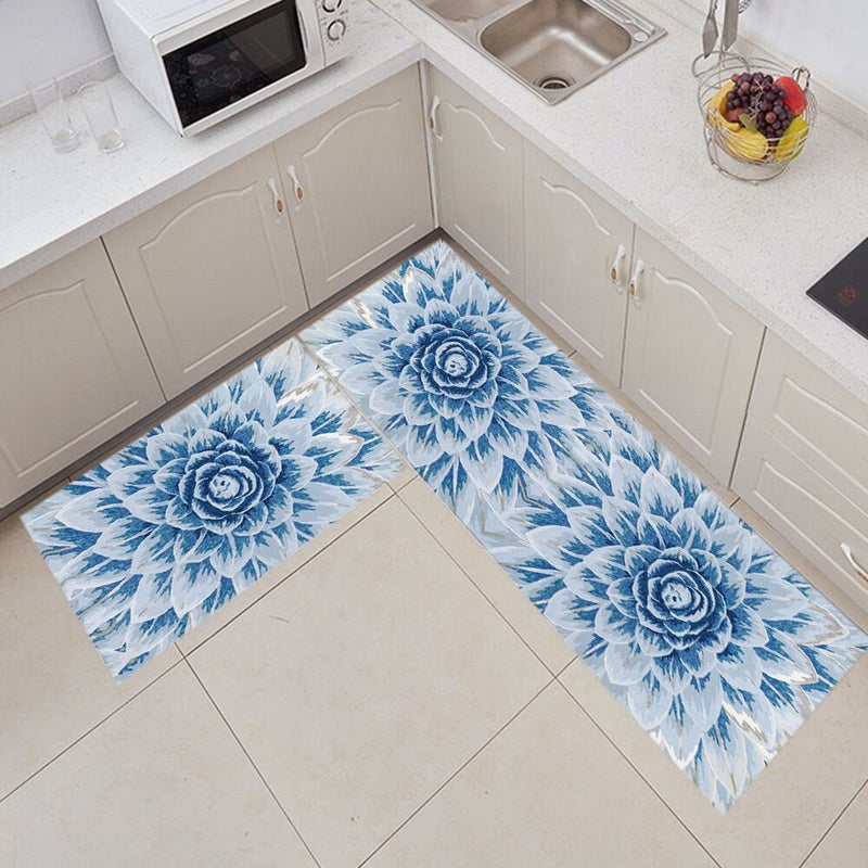 1 Piece Modern Simple Rectangle Kitchen Floor Flower Decor Soft Rug multicolour 50*80(W*L)cmcm - Image 1