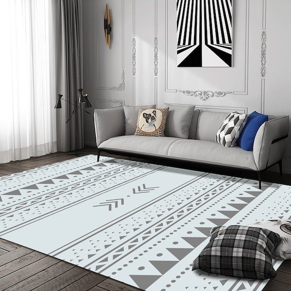 Simple Modern Style Living Room Bedroom Anti-Slip Fashion Carpet Grey 80*180 (W*L)cmcm - Image 2