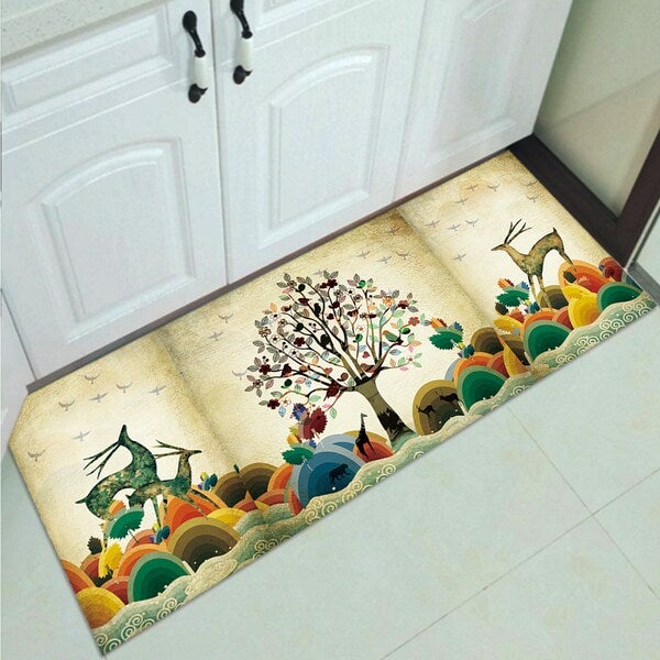 1 Piece Kitchen Rug Anti-Slip Tree Pattern Rectangle Carpet multicolour 50*80(W*L)cmcm  - Image 3