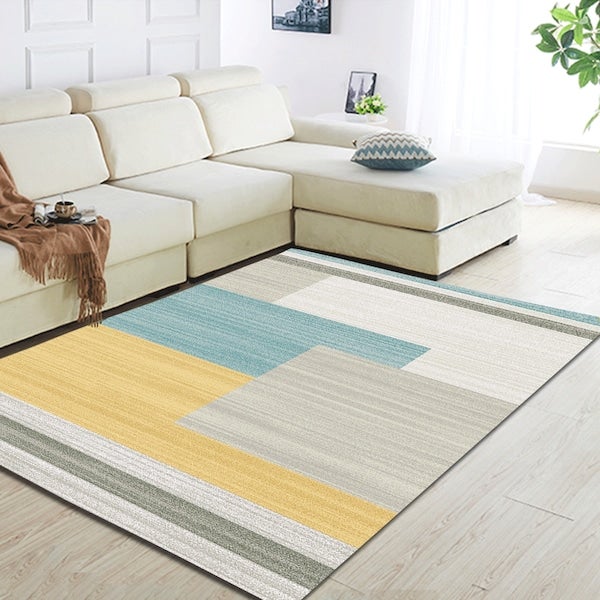 1 Piece Living Room Rug Anti-Slip Color Block Softness Carpet multicolour 60*90(W*L)cmcm  - Image 5