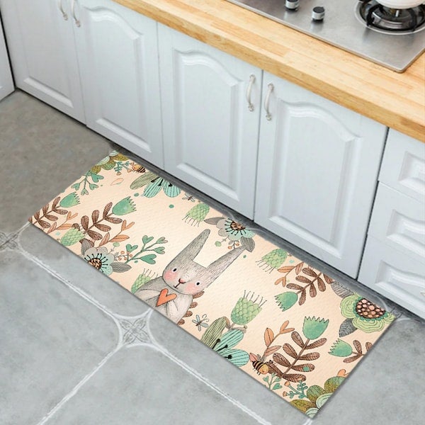 1 Piece Kitchen Rug Eco-friendly Anti-Slip Rabbit Pattern Carpet multicolour 40*60(W*L)cmcm  - Image 5