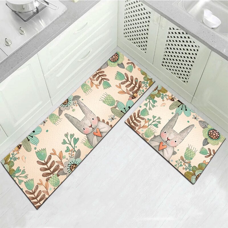 1 Piece Kitchen Rug Eco-friendly Anti-Slip Rabbit Pattern Carpet multicolour 40*60(W*L)cmcm  - Image 1