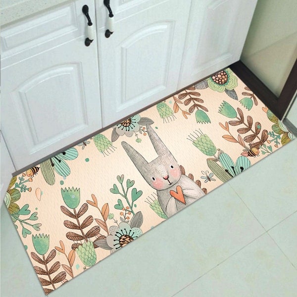 1 Piece Kitchen Rug Eco-friendly Anti-Slip Rabbit Pattern Carpet multicolour 40*60(W*L)cmcm  - Image 4