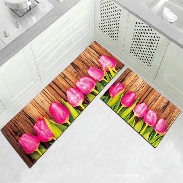 1 Piece Kitchen Rug Absorbent Anti-Slip Floral Pattern Carpet multicolour 40*60(W*L)cmcm  - Image 2