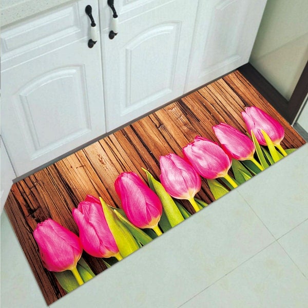 1 Piece Kitchen Rug Absorbent Anti-Slip Floral Pattern Carpet multicolour 40*60(W*L)cmcm  - Image 4