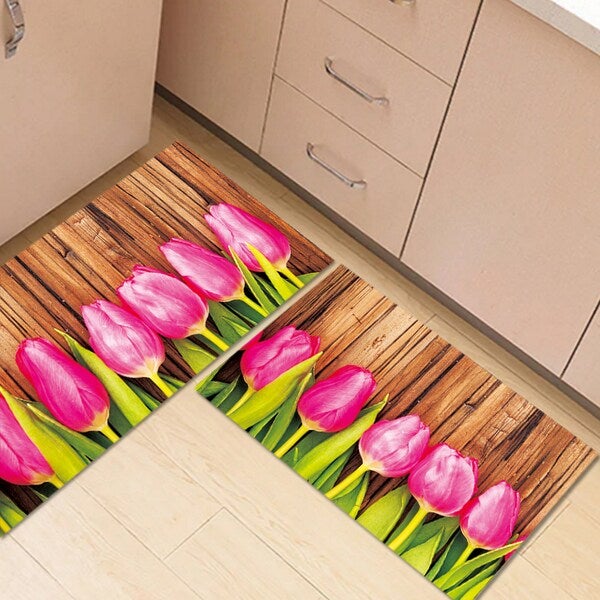 1 Piece Kitchen Rug Absorbent Anti-Slip Floral Pattern Carpet multicolour 40*60(W*L)cmcm  - Image 3