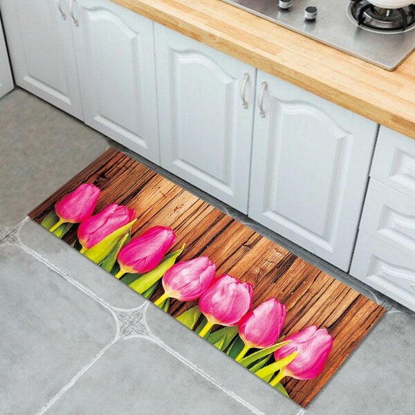 1 Piece Kitchen Rug Absorbent Anti-Slip Floral Pattern Carpet multicolour 40*60(W*L)cmcm  - Image 5