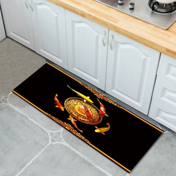 1 Piece Kitchen Rug Fish Pattern Absorbent Anti-Slip Carpet multicolour 50*160(W*L)cmcm - Image 4