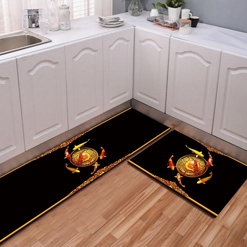 1 Piece Kitchen Rug Fish Pattern Absorbent Anti-Slip Carpet multicolour 40*120(W*L)cmcm - Image 1