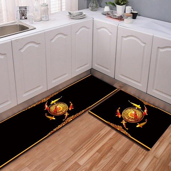 1 Piece Kitchen Rug Fish Pattern Absorbent Anti-Slip Carpet multicolour 50*160(W*L)cmcm - Image 2