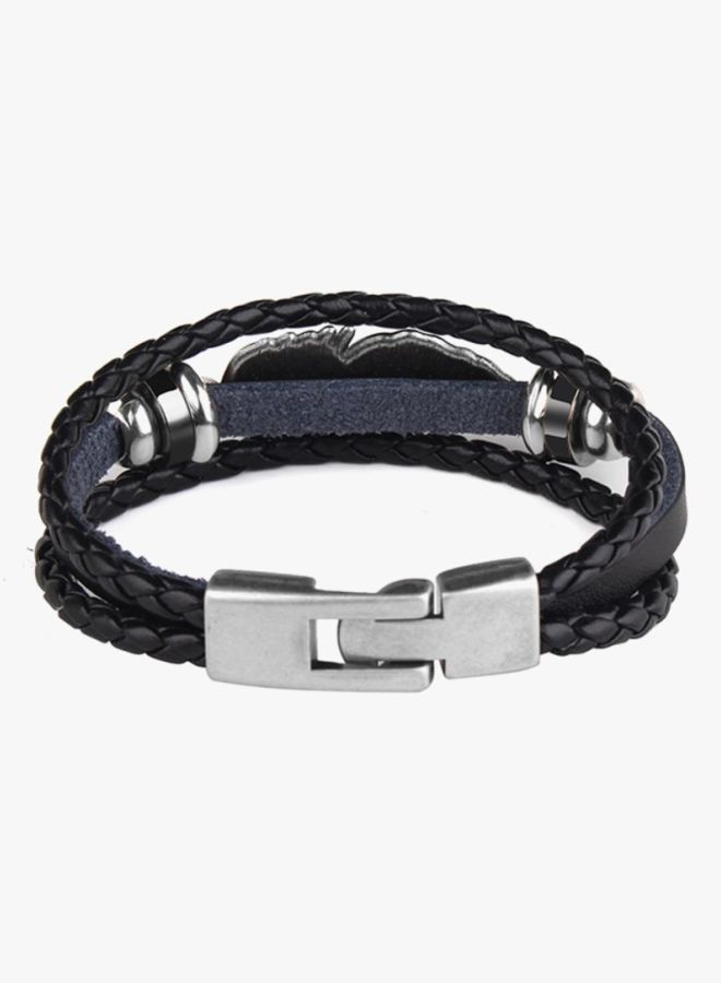 Sharpdo - Braided And Feather Designed Leather Bracelet - Image 1