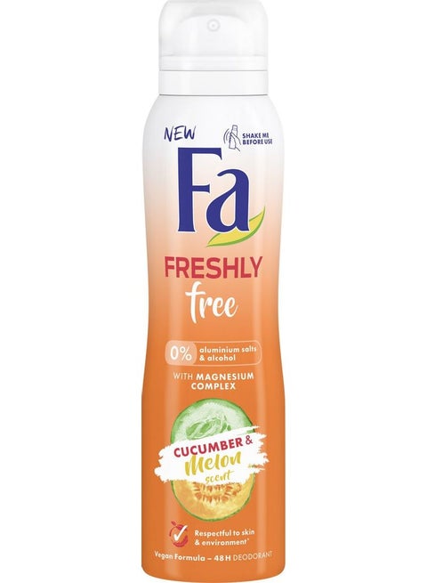 Cucumber And Melon Scent Freshly Free Deodorant Body Spray 150ml
