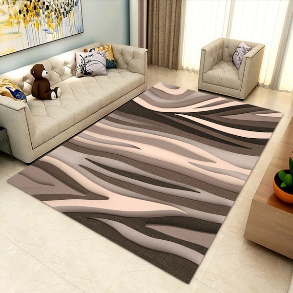 1-Piece Simple Geometric Patterned Anti-Slip Floor Rug Brown 40x60cm  - Image 2