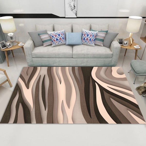 1-Piece Simple Geometric Patterned Anti-Slip Floor Rug Brown 40x60cm  - Image 3