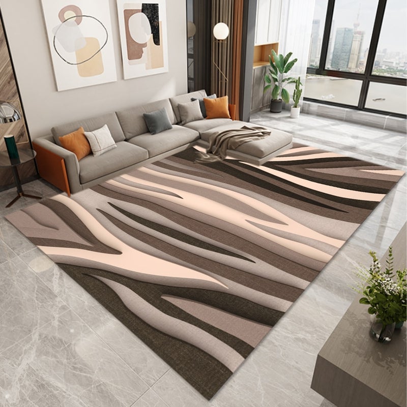 1-Piece Simple Geometric Patterned Anti-Slip Floor Rug Brown 40x60cm  - Image 1