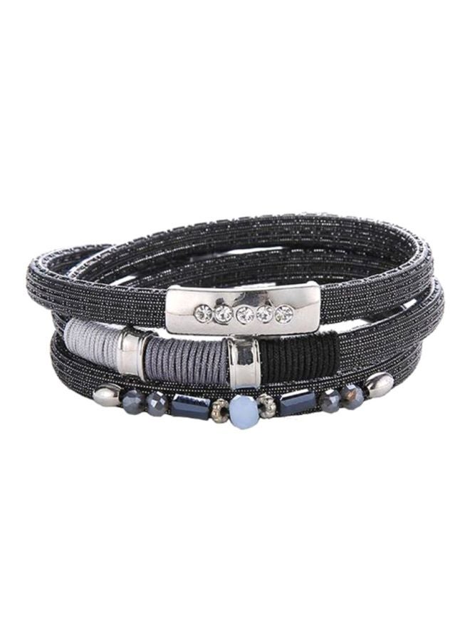 شاربدو سوار ملتف من الجلد بطبقات متعددة ومرصع بحجر الراين - Image 1