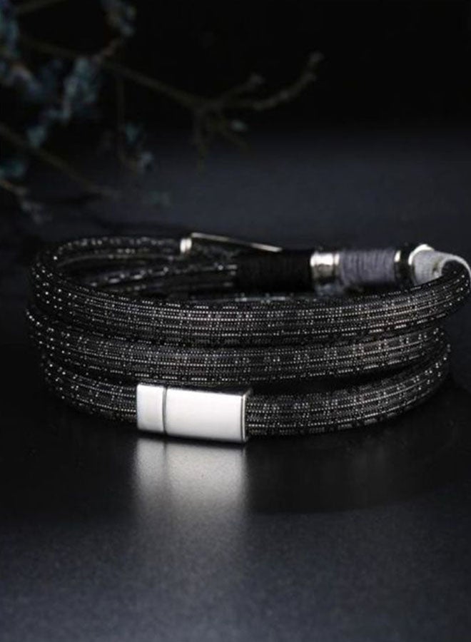 شاربدو سوار ملتف من الجلد بطبقات متعددة ومرصع بحجر الراين - Image 2