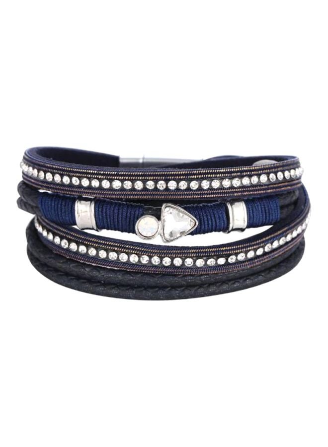 Sharpdo PU Leather Stone Studded Magnetic Bracelet - Image 1
