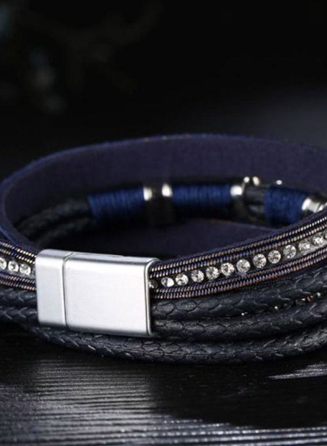 Sharpdo PU Leather Stone Studded Magnetic Bracelet - Image 3