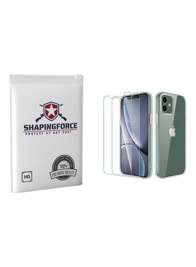 SHAPINGFORCE 2-Piece Screen Protector with Case Cover For Apple iPhone 12 Mini Transparent - Image 1