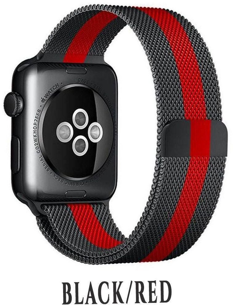 Magnetic Stainless Steel Loop Strap For Apple Watch Black/Red - Image 2