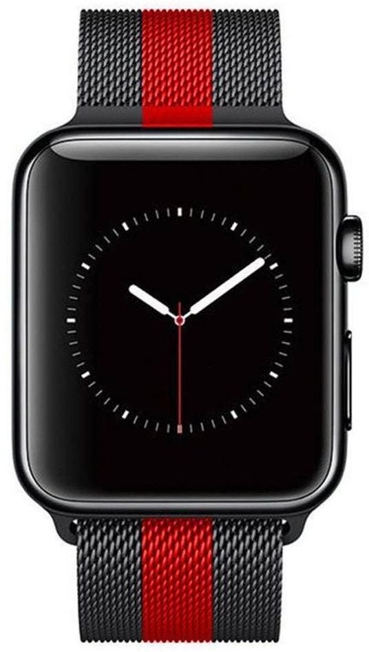 Magnetic Stainless Steel Loop Strap For Apple Watch Black/Red - Image 5