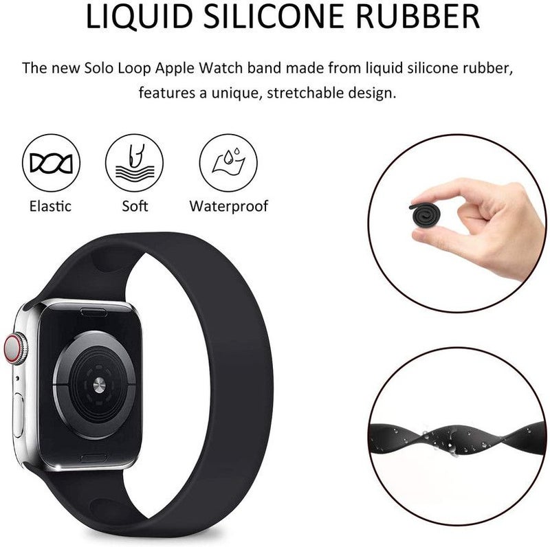 Generic - Silicone Solo Loop Watch Band For Apple Watch Black - Image 1