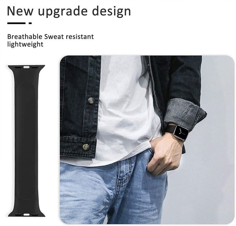 Generic - Silicone Solo Loop Watch Band For Apple Watch Black - Image 1