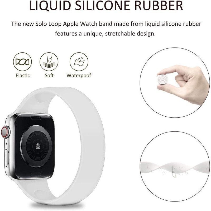 Generic - Medium Soft Silicone Solo Loop Band For Apple Watch 42mm/ 44mm White - Image 1