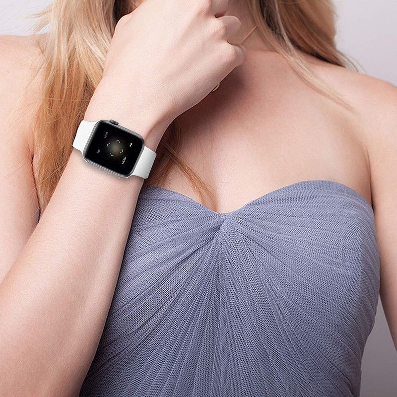 Generic - Medium Soft Silicone Solo Loop Band For Apple Watch 42mm/ 44mm White - Image 1