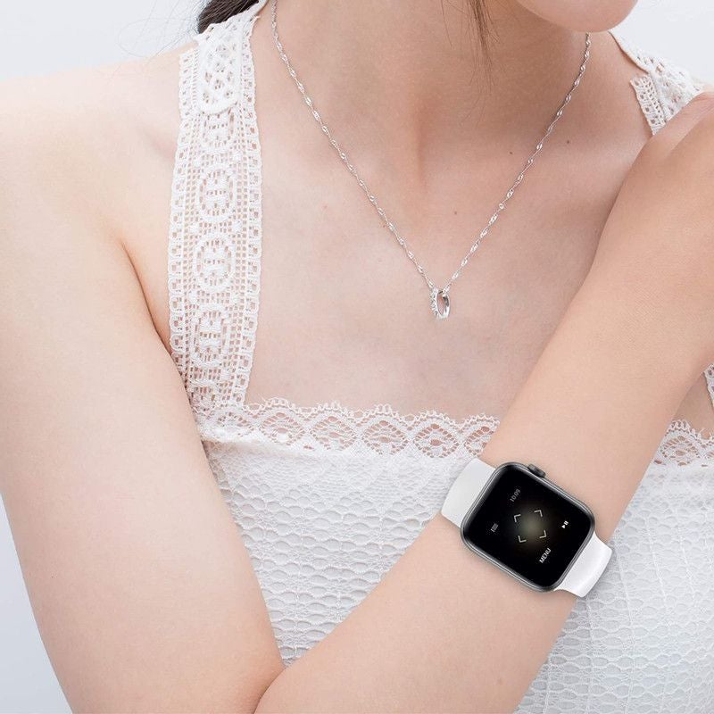 Generic - Medium Soft Silicone Solo Loop Band For Apple Watch 42mm/ 44mm White - Image 1