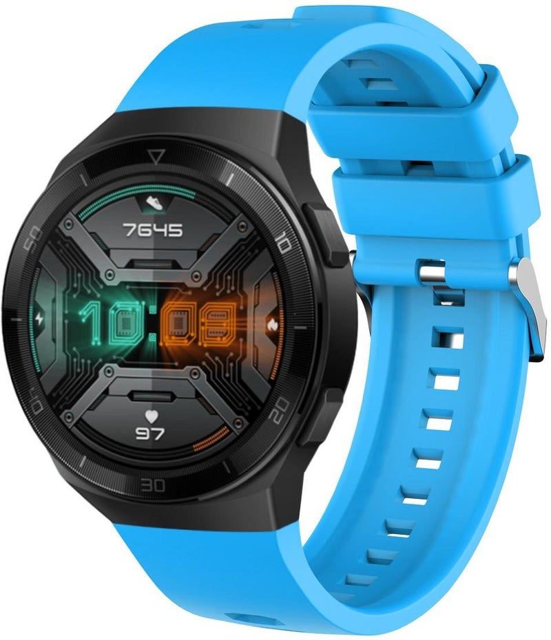Premium Silicone Smartwatch Band For Huawei Gt2E Sky Blue  - Image 4