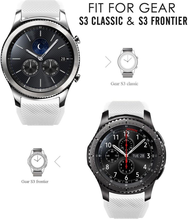 Sport Series Silicone Smartwatch Strap Band For Samsung Gear S3 Frontier/S3 Classic/Moto 360 2Nd Gen 46mmSmart Watch White  - Image 2