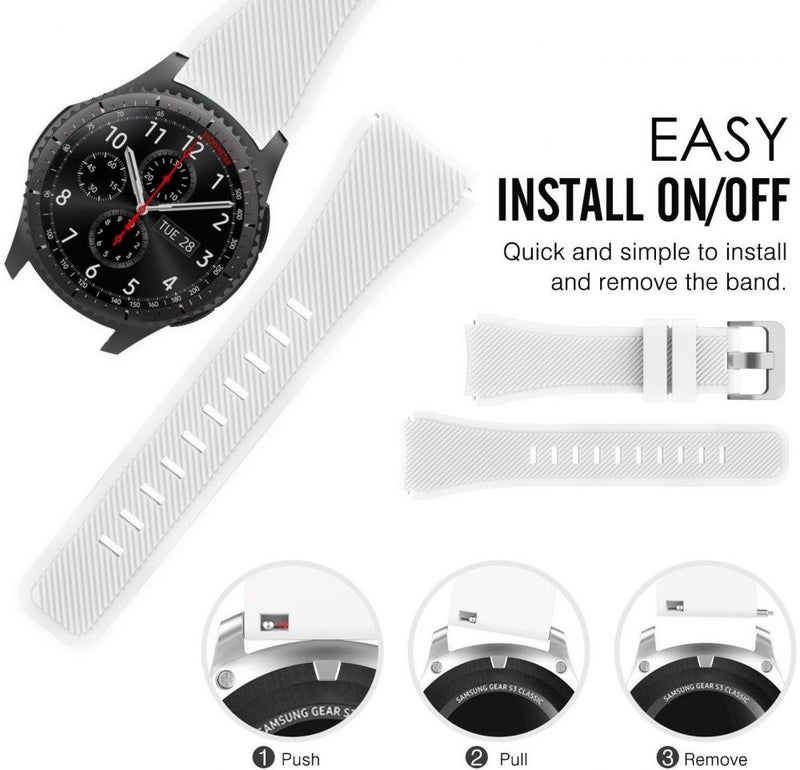 Sport Series Silicone Smartwatch Strap Band For Samsung Gear S3 Frontier/S3 Classic/Moto 360 2Nd Gen 46mmSmart Watch White  - Image 4