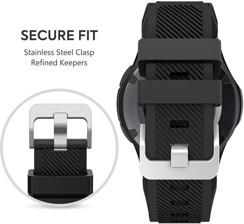 SE Sport Series Silicone Smartwatch Strap Band For Huawei Watch GT1/Huawei Watch GT2 46mm/Galaxy S4 46mm/Samsung Active2 44mm/Honor Magic2 46mm Black - Image 4