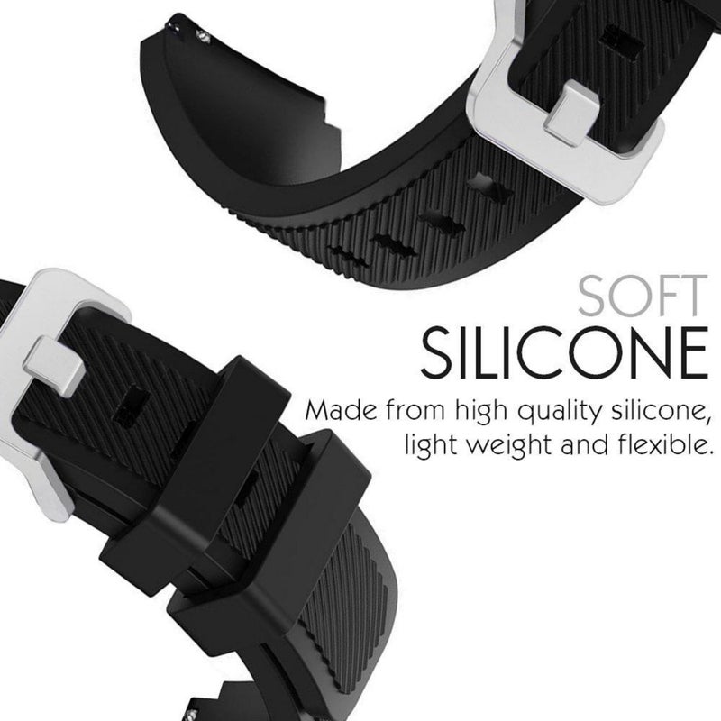 Classic Silicone Smartwatch Strap Belt Band For Samsung Gear S3 Frontier/Fantek Black  - Image 2