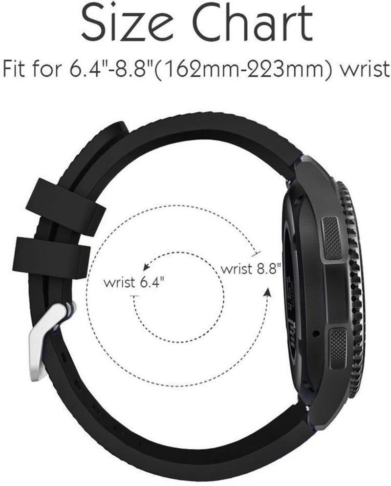 Classic Silicone Smartwatch Strap Belt Band For Samsung Gear S3 Frontier/Fantek Black  - Image 3