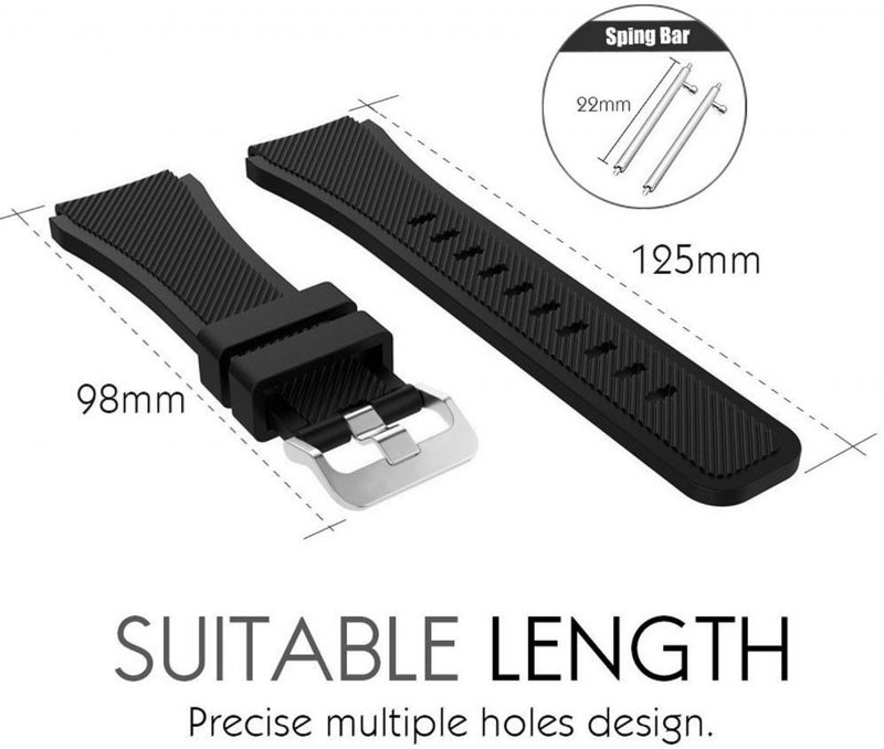 Classic Silicone Smartwatch Strap Belt Band For Samsung Gear S3 Frontier/Fantek Black  - Image 5